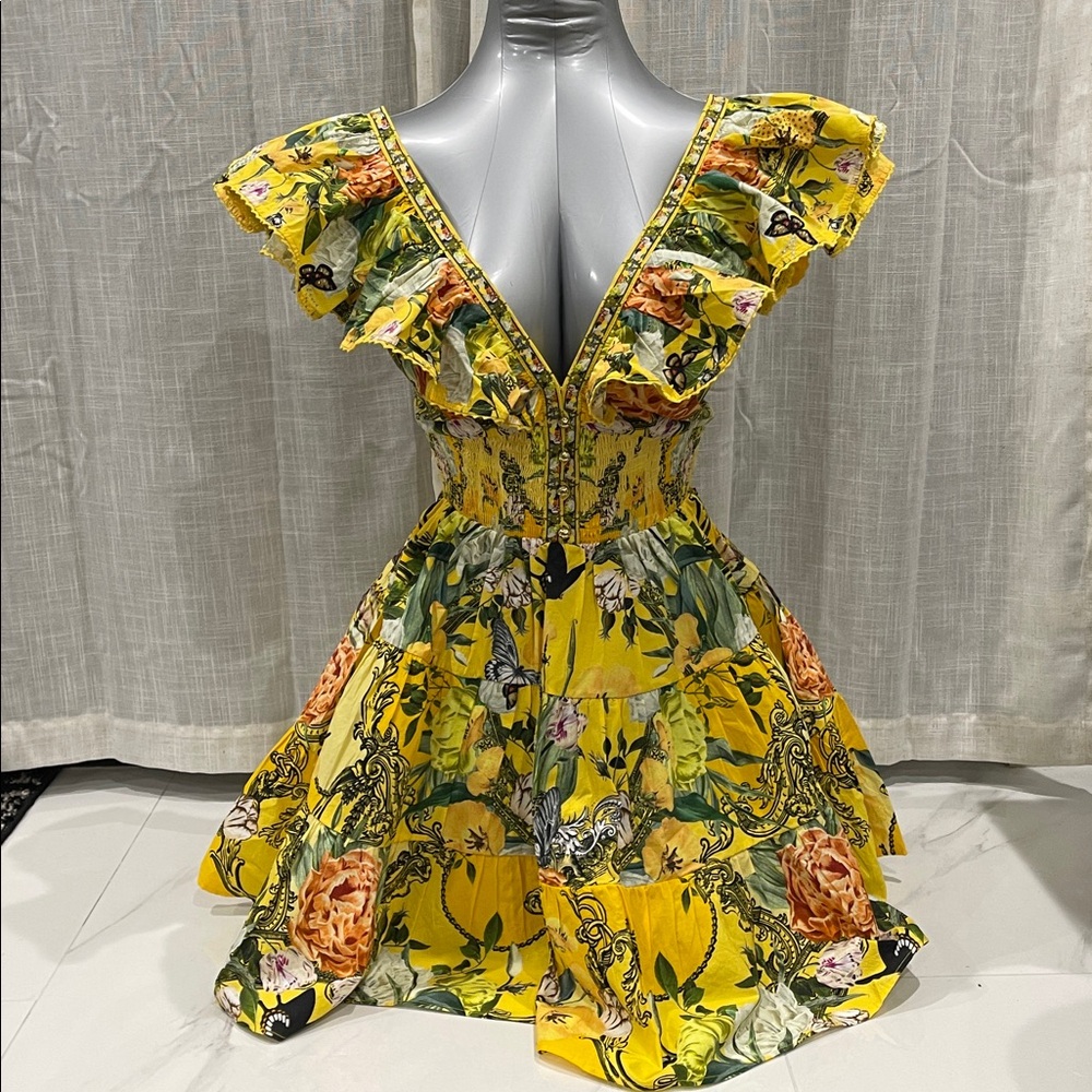 Camilla Yellow Floral Ruffle Dress